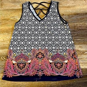 Ladies Tank with Criss Cross Detail on Back at Neck